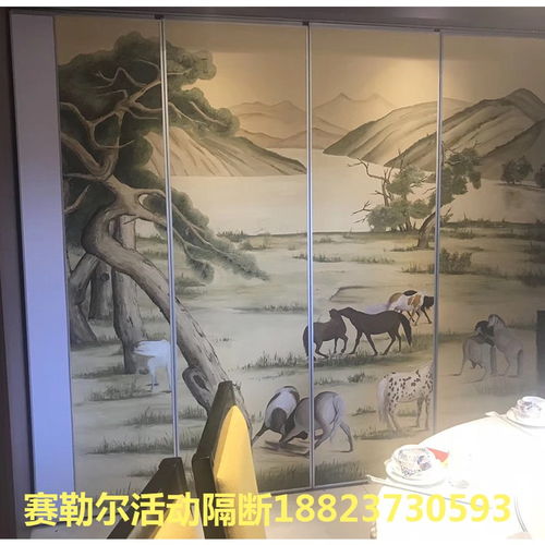 工厂直销活动屏风壁纸隔断 山水画屏风 移动隔断扪布包布隔断门